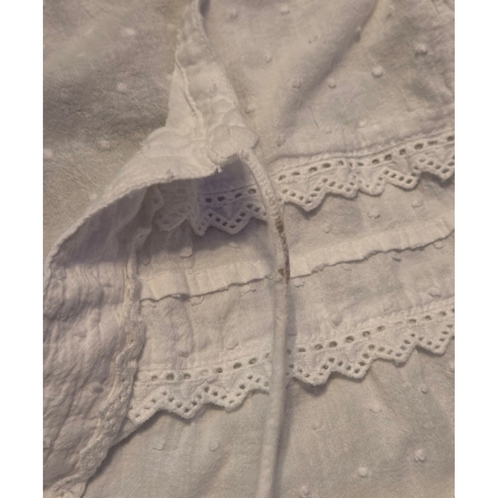 Loft Peasant Style V-Neck Blouse Women's Size Medium White Tie Front - Picture 7 of 10
